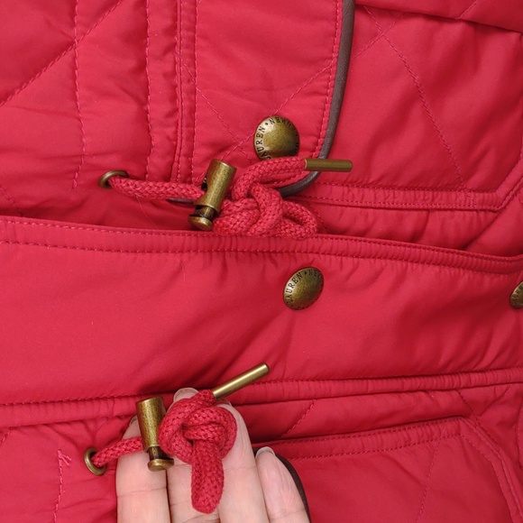 Lauren Ralph Lauren Red Quilted Full Zip Faux Leather Trim Patch Pocket Vest - Picture 4 of 13